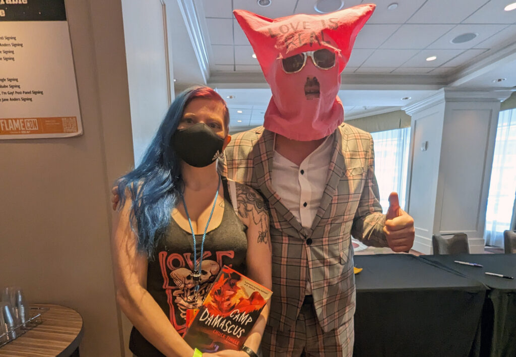 Chuck Tingle and Jessica Fisher at book signing